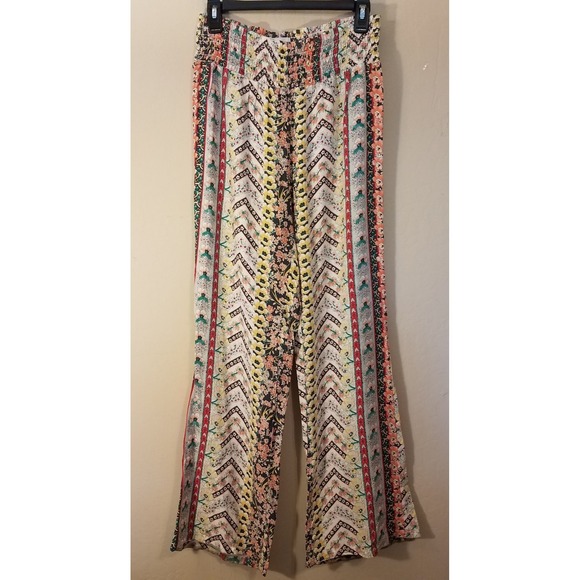 O'Neill Pants - Oneill Pants Women L Large Wide Leg Floral Smocked Pullon Boho Beachy Resort